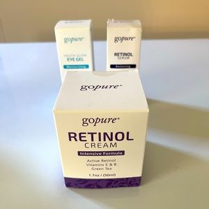 GoPure Retinol Serum, Retinal Cream and Aloe Vera eye gel.